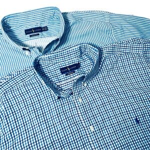 Lot of 2 Ralph Lauren Performance Gingham Button Down Shirt